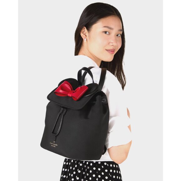 New Kate Spade Disney X Kate Spade New York Minnie 3d Flap Backpack Black - Picture 2 of 5
